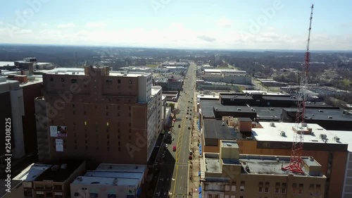 Aerial looking down South Main Street in High Point North Carolina