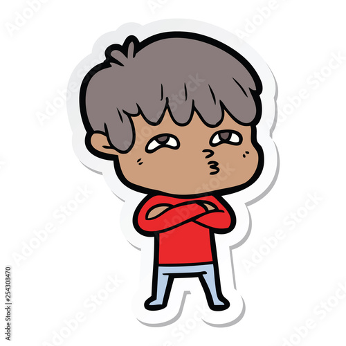 sticker of a cartoon curious man