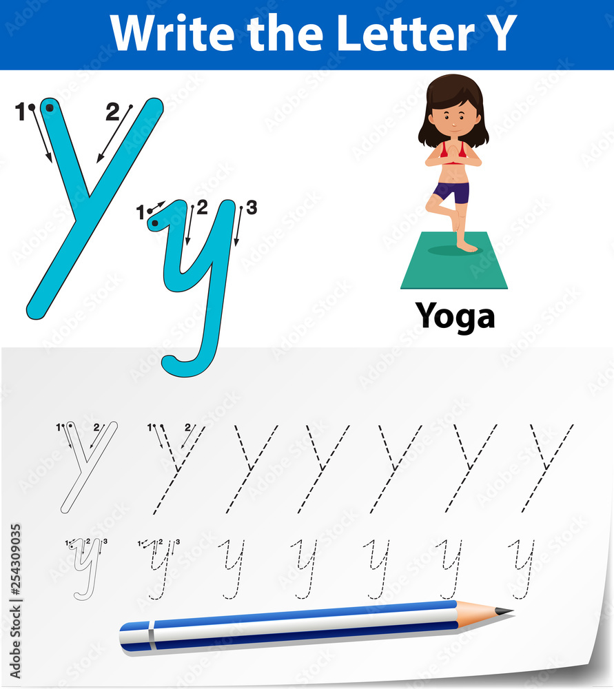 letter y tracing alphabet worksheets stock vector adobe stock