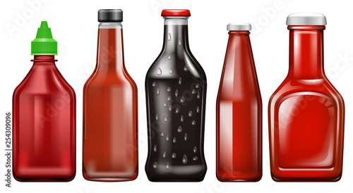 Set of different sauce bottle