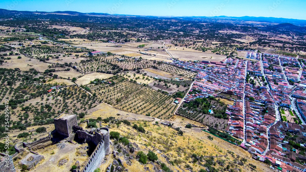 Extremadura. Aerial view in Burguillos del Cerro. Spain. Drone Photo