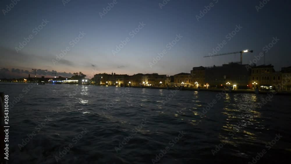 View of Venice, Italy from Aboard a Ferry at Night View of Venice, Italy from Aboard a Ferry at Night