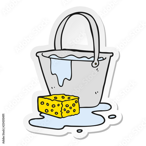 sticker of a cartoon bucket of soapy water