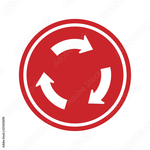 Roundabout sign, Crossroad road traffic . Vector design
