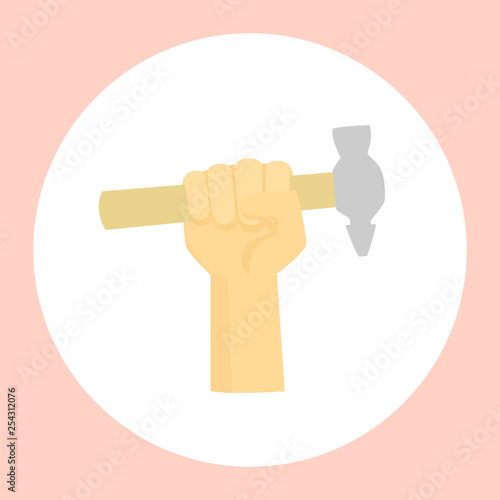 Image of a hand holding a tool for various repairs. Vector illustration