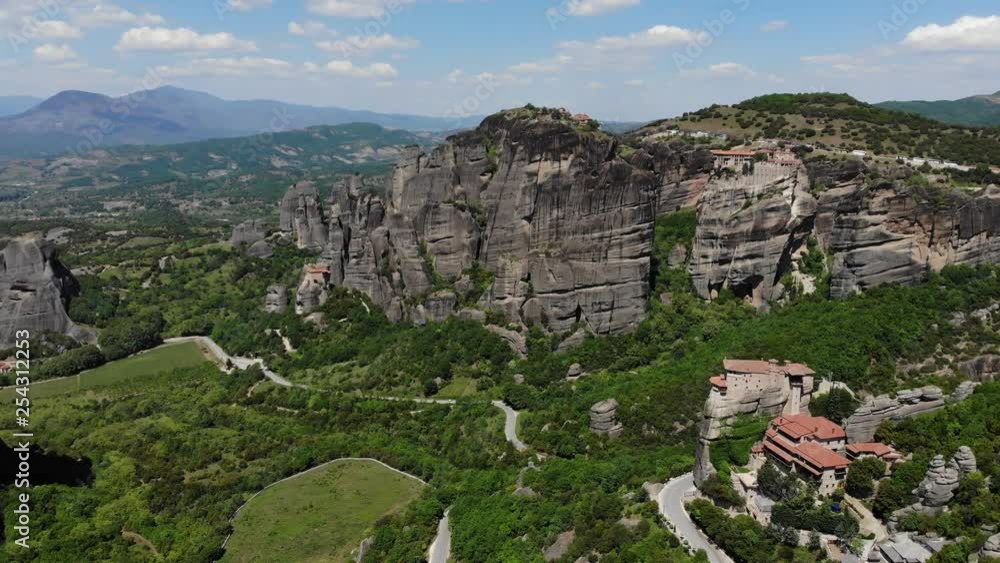 Orthodox Monastery and amazing rock formation in Mountains in Greece Orthodox Monastery and amazing rock formation in Mountains in Greece