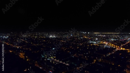 Las Vegas. Dark Buildings At Night. Aerial View.