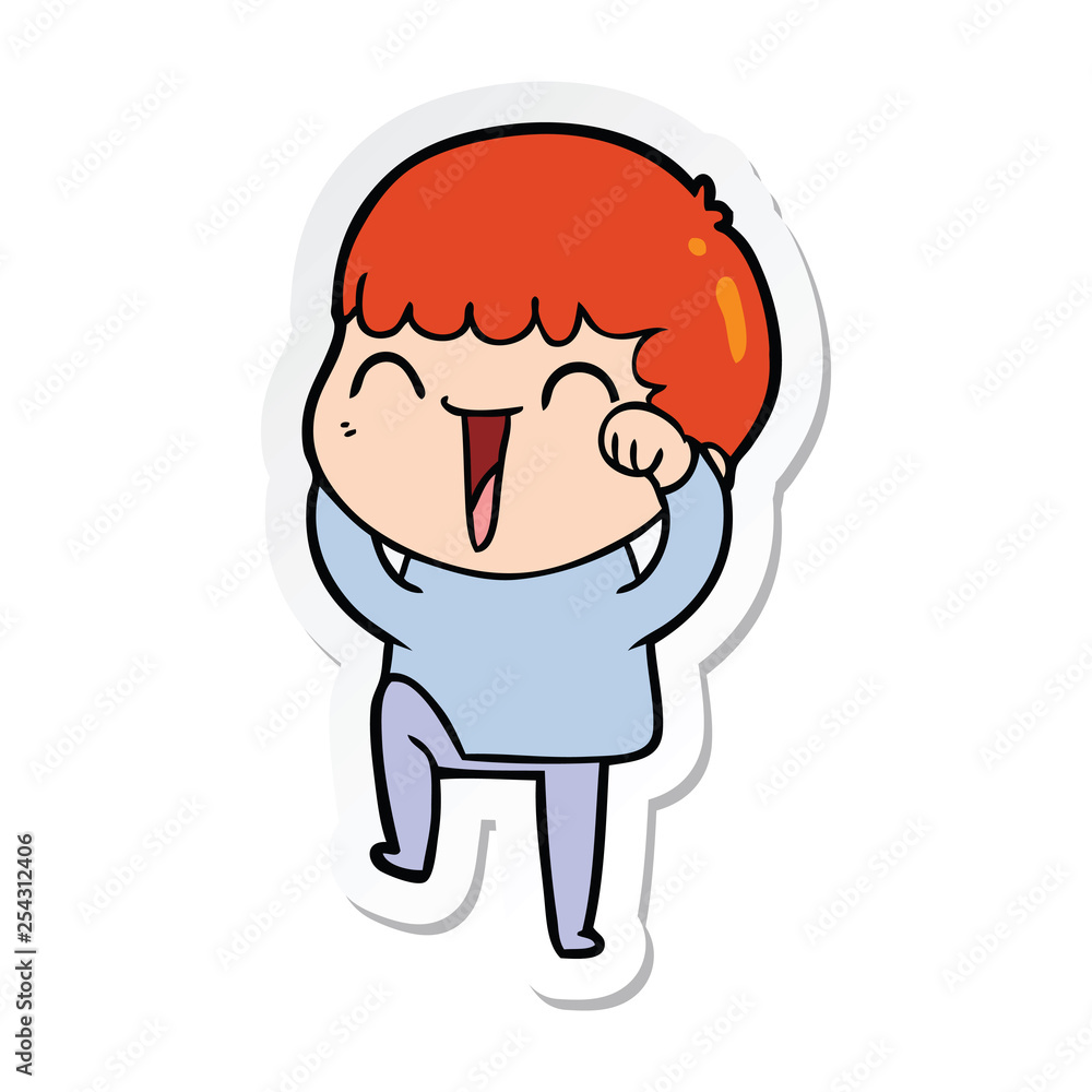 sticker of a cartoon happy man sticker of a cartoon happy man