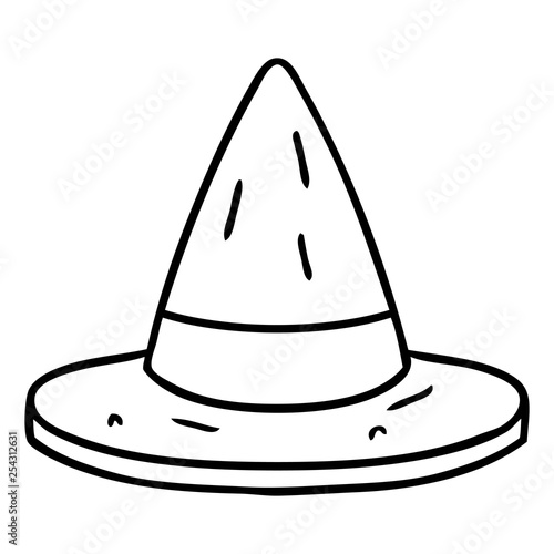 line drawing doodle of a witches hat