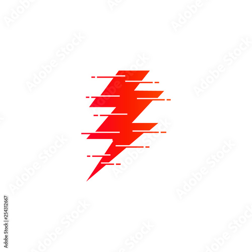 Power Energy Thunder Electricity Glitch Logo Vector 