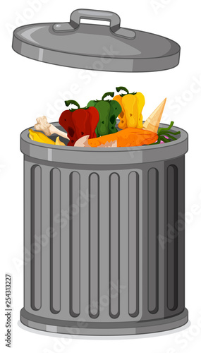 Isolated metallic trash can