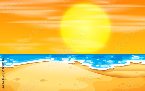 A beach sunset scene
