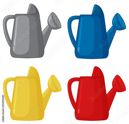 Set of watering can different colour