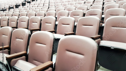 row of empty chairs, seats in lecture hall