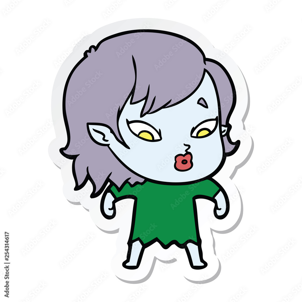 sticker of a cute cartoon vampire girl sticker of a cute cartoon vampire girl