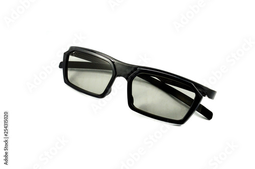 Back glasses eye isolated on white background / 3D glasses for watching movie at the cinema