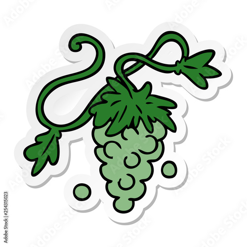 sticker cartoon doodle of grapes on vine