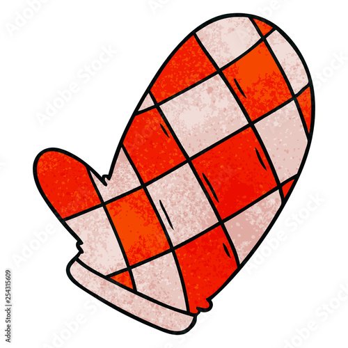 textured cartoon doodle of an oven glove