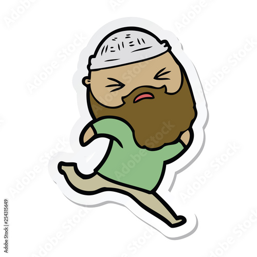 sticker of a cartoon man with beard
