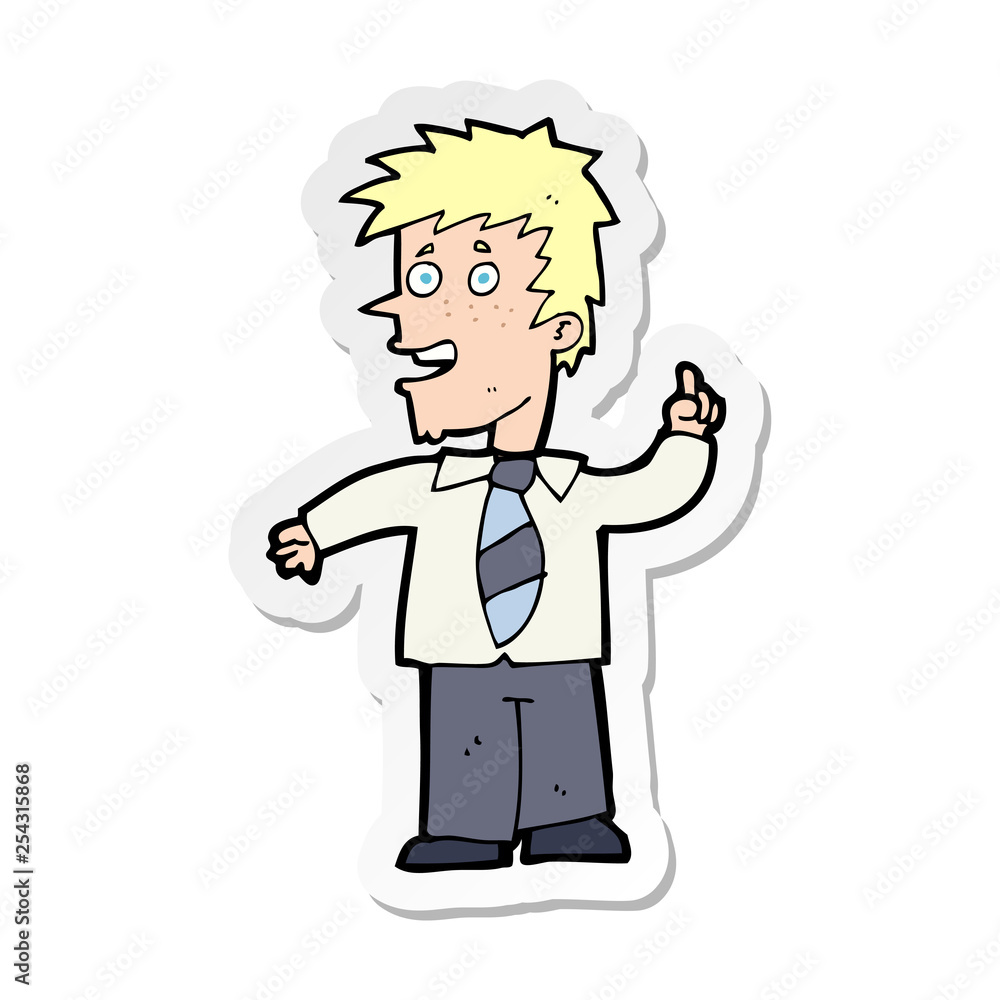 sticker of a cartoon man with idea sticker of a cartoon man with idea