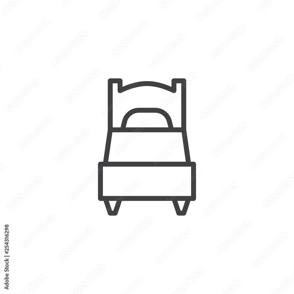 Single bed line icon. linear style sign for mobile concept and web design. Single hotel room outline vector icon. Travel symbol, logo illustration. Pixel perfect vector graphics Single bed line icon. linear style sign for mobile concept and web design. Single hotel room outline vector icon. Travel symbol, logo illustration. Pixel perfect vector graphics