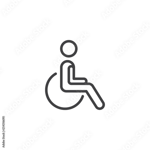 Wheelchair Handicap line icon. linear style sign for mobile concept and web design. Disability outline vector icon. Symbol, logo illustration. Pixel perfect vector graphics