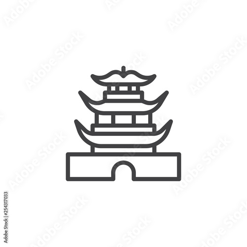 Chinese pagoda building line icon. linear style sign for mobile concept and web design. Chinese Temple Architecture outline vector icon. Travel symbol, logo illustration. Pixel perfect vector graphics
