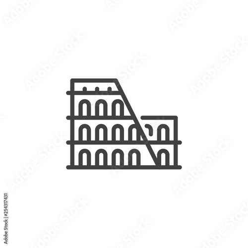 Colosseum building landmark line icon. linear style sign for mobile concept and web design. coliseum rome architecture outline vector icon. Symbol, logo illustration. Pixel perfect vector graphics