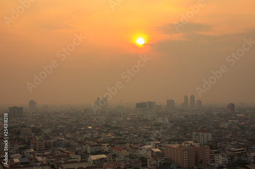 Bangkok city buildings cityscape on the sunset. Big city life © Vitaliy