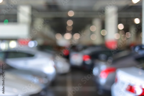 car park in business building, blur image
