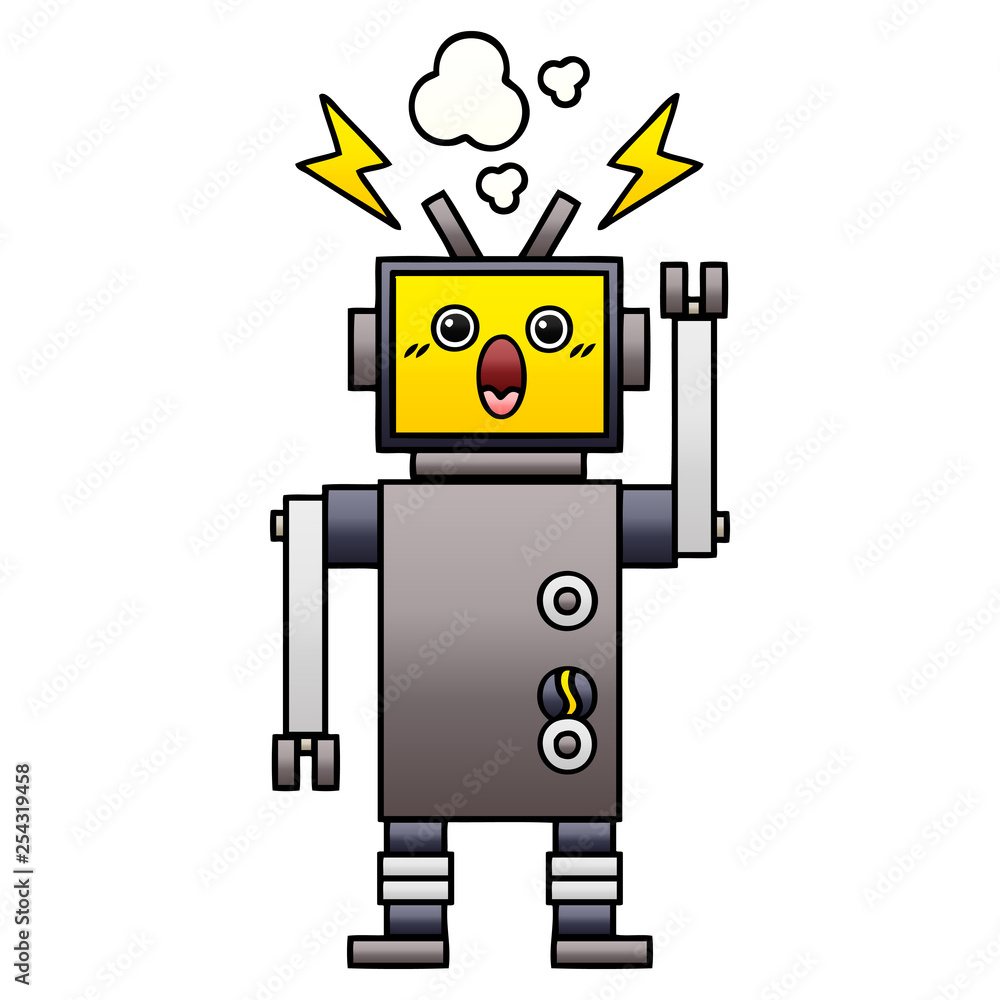 gradient shaded cartoon broken robot gradient shaded cartoon broken robot