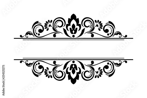Vintage black element. Graphic vector design. Damask graphic ornament