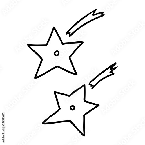 line drawing doodle of ninja throwing stars