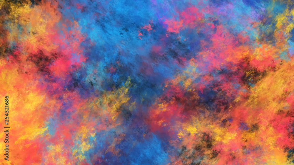 Abstract blue and yellow fantastic clouds. Colorful fractal background. Digital art. 3d rendering. Abstract blue and yellow fantastic clouds. Colorful fractal background. Digital art. 3d rendering.