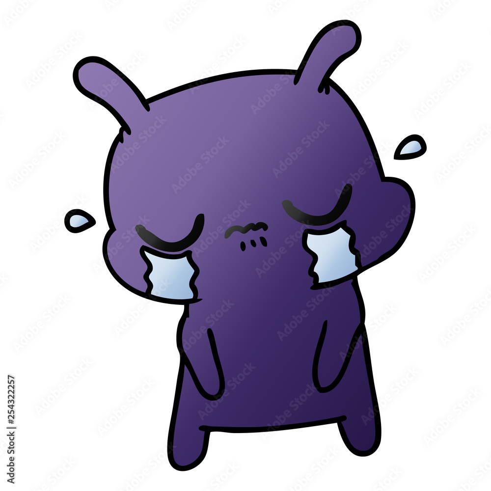 Fototapeta premium gradient cartoon of cute sad alien