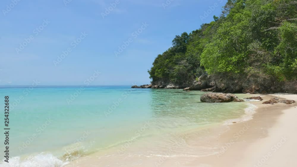 Paradise heaven dream destination beach in Bangkok at waves shoreline edge, wide shot Paradise heaven dream destination beach in Bangkok at waves shoreline edge, wide shot