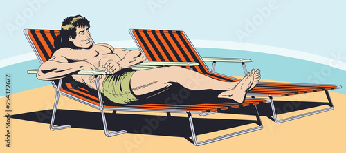 Man in lounge chair. Stock illustration.