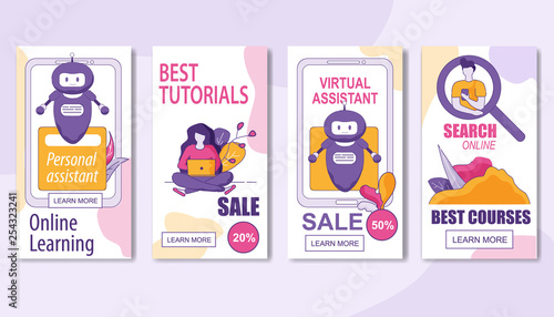 Flat Banner Set Online Assistant Special Offers