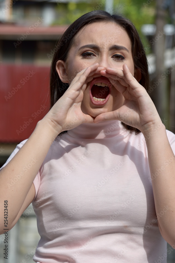 Beautiful Asian Female Yelling Beautiful Asian Female Yelling
