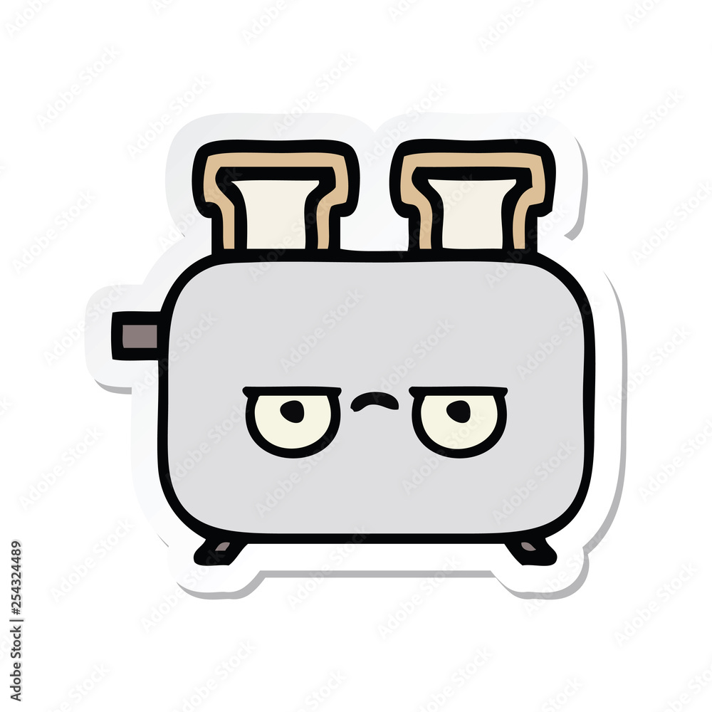 sticker of a cute cartoon of a toaster sticker of a cute cartoon of a toaster