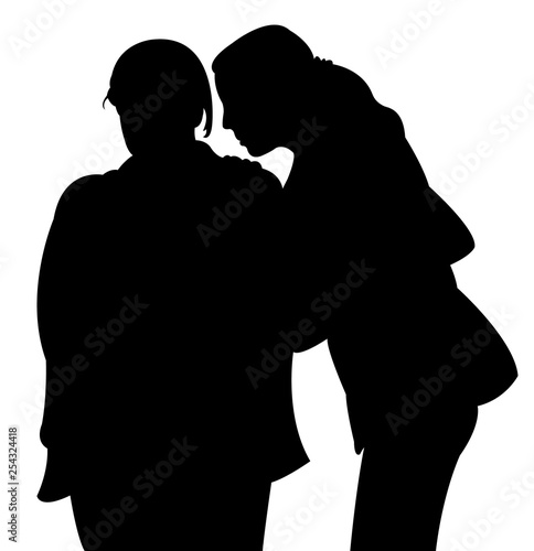 women making chat, silhouette vector