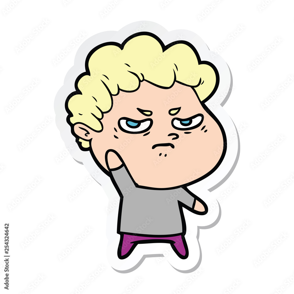 sticker of a cartoon angry man