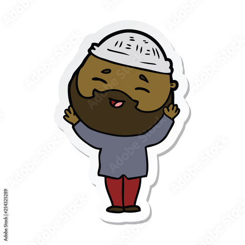 sticker of a cartoon happy bearded man