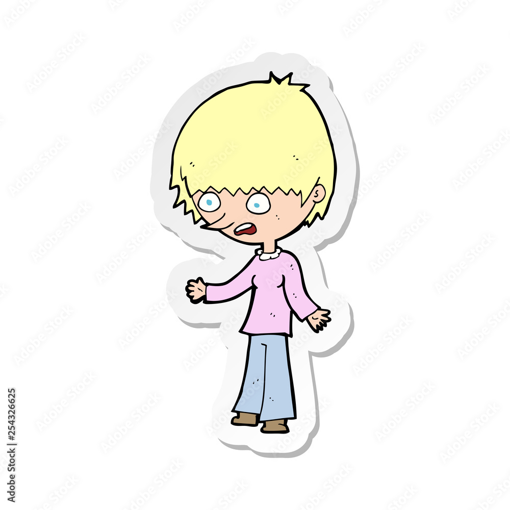 sticker of a cartoon stressed out woman sticker of a cartoon stressed out woman