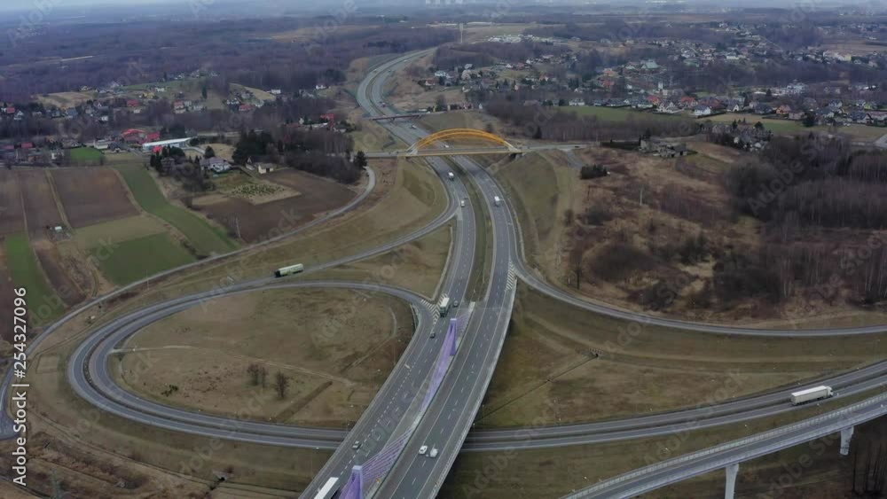 Aerial tilt shot of a highway Aerial tilt shot of a highway