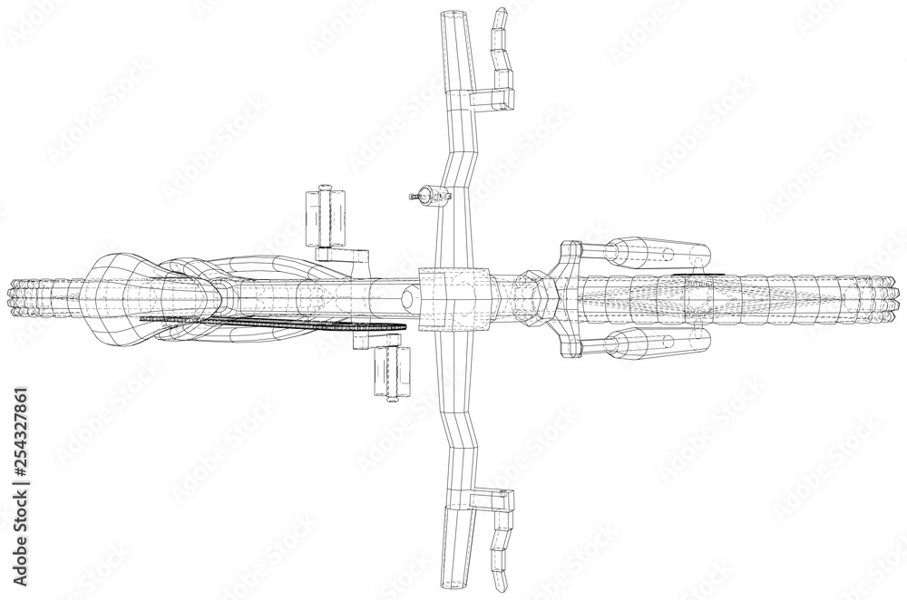 Obraz premium Bicycle. Vector wireframe concept. Blue purple. Created illustration of 3d