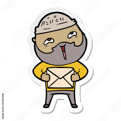 sticker of a cartoon happy bearded man