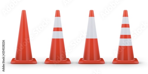 Set of road cones with white stripes