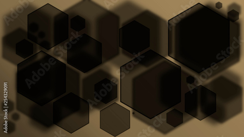 Black hexagons background. Art wallpaper. Black bokeh