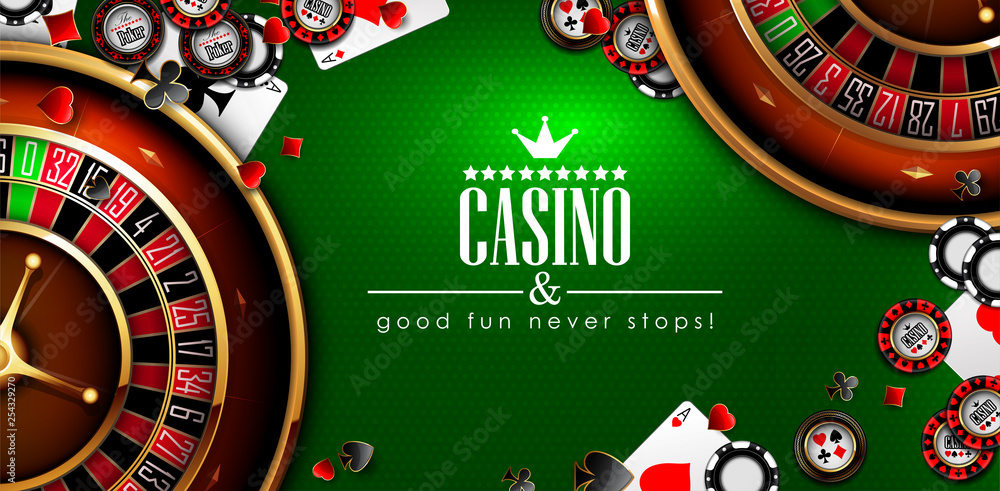 Free Vector  Cartoon casino realistic green composition with girl